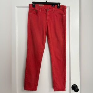 AG Adriano Goldschmied the Stevie Ankle Jeans Slim Straight Size 29 Washed Red